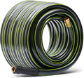 Worth Leader Long Garden Hose 5/8 in. x 100 ft. -No Kink, Flexible, Leakproof, Male to Female Fittings -Heavy Duty Durable PVC Lightweight Water Pipe with Brass Aluminum Ends for Household & Yard Use