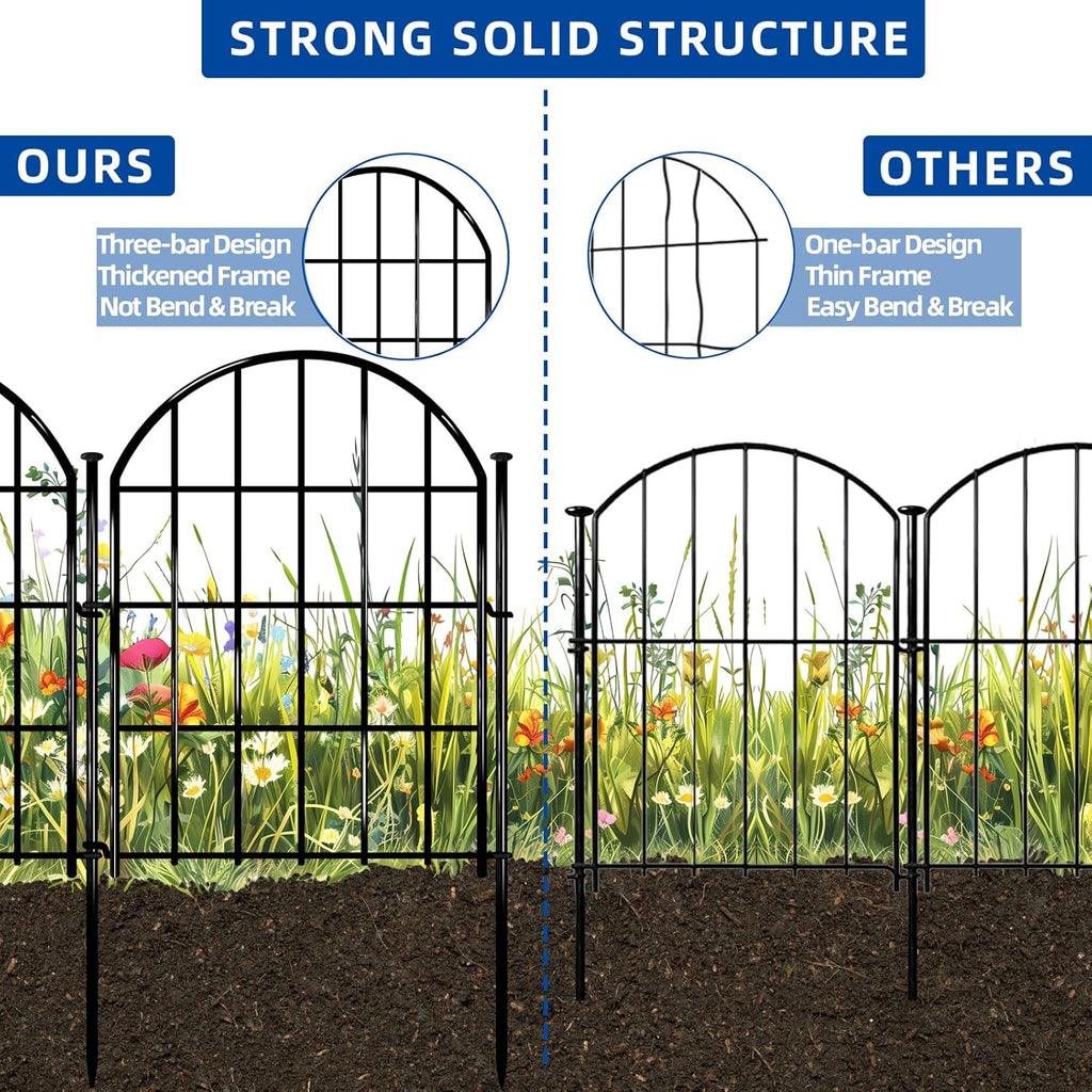 26 Pack Decorative Garden Fence, 22in X 28ft Arched No Dig Fence Border, Garden Edging Border, Rustproof Metal Animal Barrier with Ground Stake for Dog, Rabbit, Outdoor Yard Patio Decor