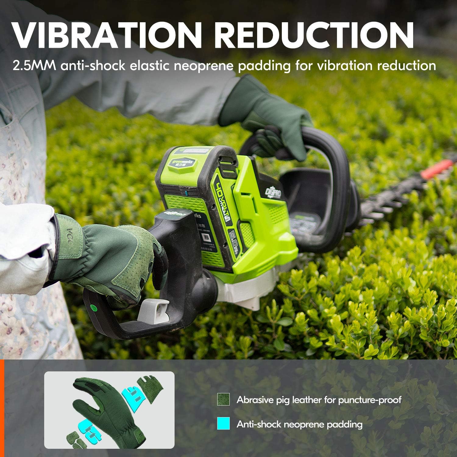 Vgo... 1-Pair Ladies' Synthetic Leather Gardening Gloves, Puncture-proof, Thornproof, Durability & Anti-shock Work Gloves, Touchscreen (Size M, Green, SL7471)