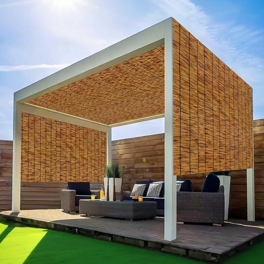 Reed Fencing Rolls,Patio Privacy Screen,Decorative Bamboo Fence Rolls for Patio Balcony Garden Backyard Outdoor,4x16FT(2Pcs)