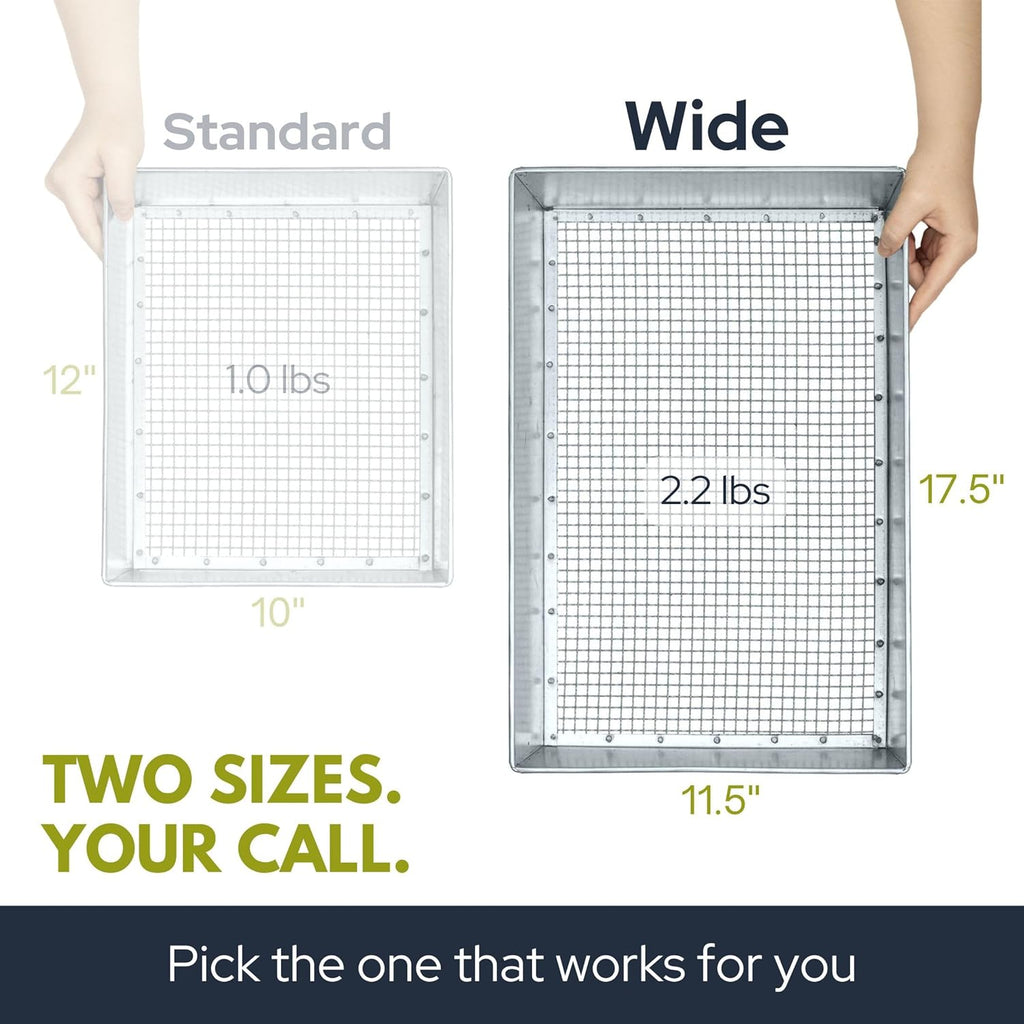 Soil Sifter, Wide Size (17.5 x 11.5 inches) with 3/8-inch Mesh, Garden Sieve for Dirt, Sand, Rocks, and Compost