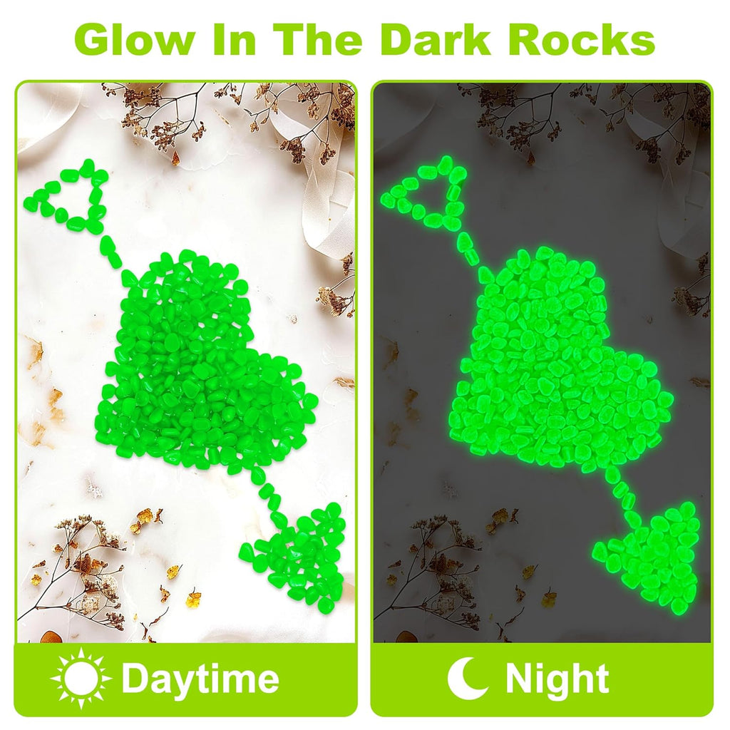 6000pcs 5-8mm Green Luminous Stones Glow in The Dark Garden Pebbles Stones Glow in The Dark Rocks Outdoor Glow Pebbles Aquarium Rocks for Garden Path Walkway Yard Fish Tank Plant Pots