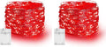 Dazzle Bright Fairy Lights Battery Operated, 2 Pack Total 40FT 120LED Silver Wire Waterproof Battery Operated String Lights, Christmas Decorations for Indoor Outdoor Bedroom Yard Decor, Red