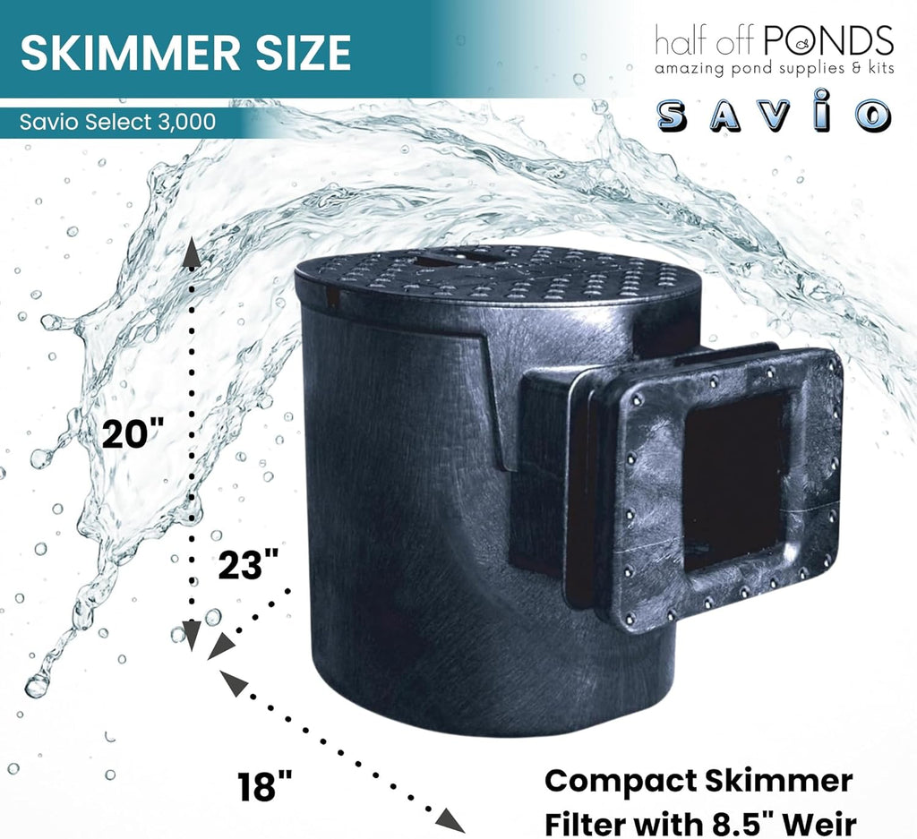 HALF OFF PONDS Savio Select 3,000 GPH Submersible Pump Pond Kit with 15' x 15' PVC Plastic Pond Liner for Water Garden & Koi Pond