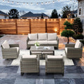 HUMMUH 8 Piece Patio Furniture Set All Weather Wicker Outdoor Sectional Sofa with Patio Chairs,Patio Swivel Glider Chairs Ottomans Coffee Table for Porch,Garden,Backyard