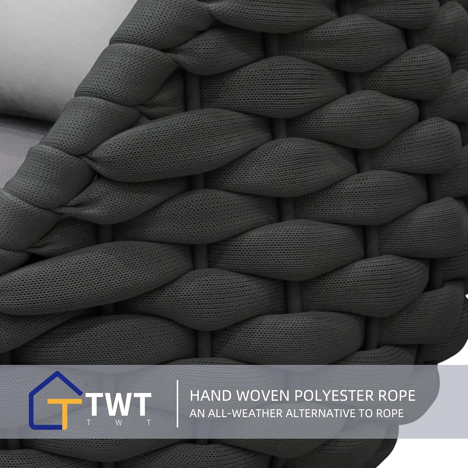 TWT Sunroom All-Weather Polyester Rope Balcony Furniture with Cushions & Pillows, Patio Sofa Couch for Outdoor, Patio, Balcony, Backyard, Deck, Poolside
