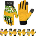 Cowhide Leather Thorn Proof & Puncture Resistant Gardening Gloves for Women, Touchscreen Compatible Working Gloves for Weeding, Digging, Planting, Gardening Gifts for Women (Green bellflowers, Medium)