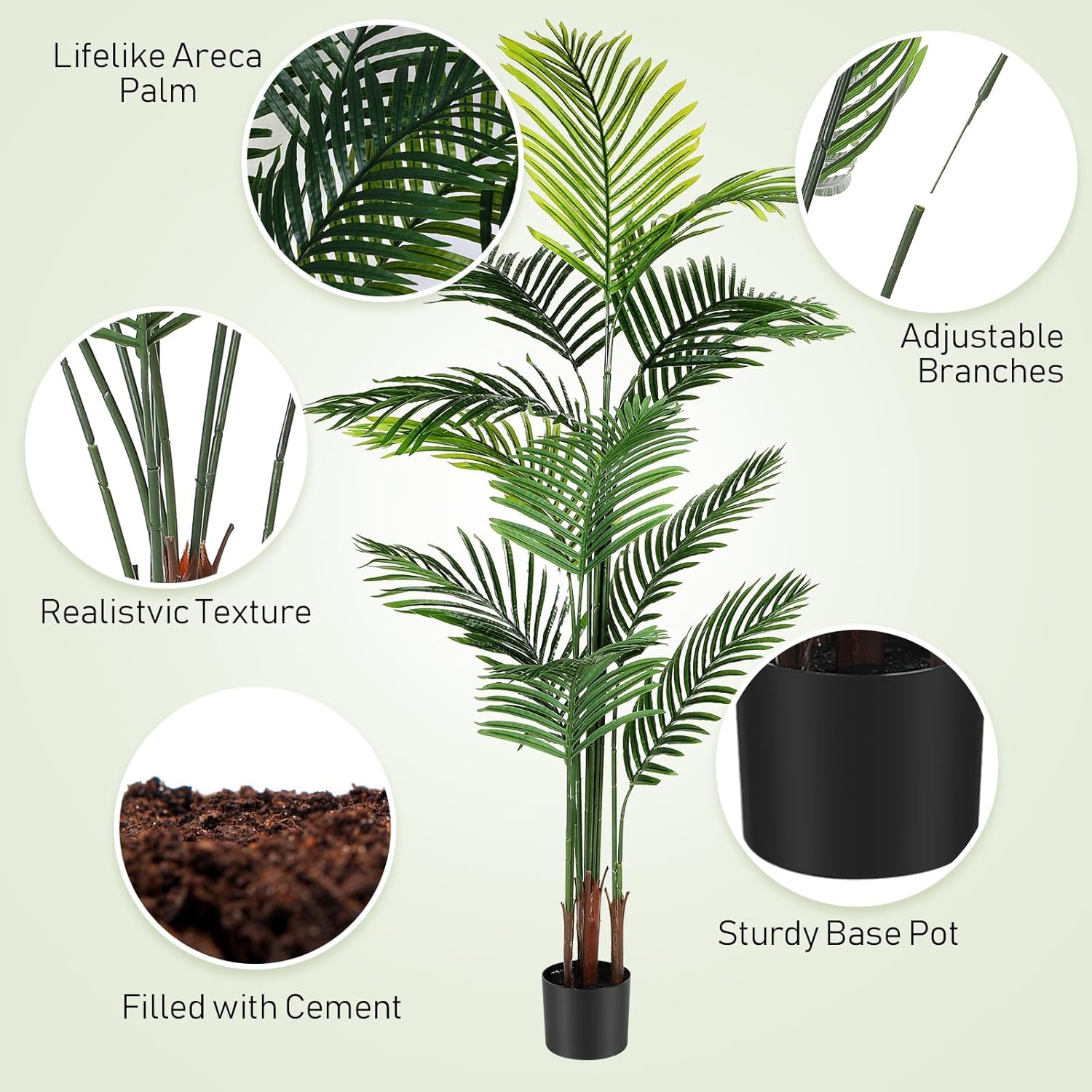 Jexine 4 Pack Artificial Palm Trees 6Ft, Fake Plants Fake Trees Artificial Areca Palm Plants for Outdoor Indoor Faux Tree in Pot for Pool Home Decor Office Housewarming Gift Modern Decoration