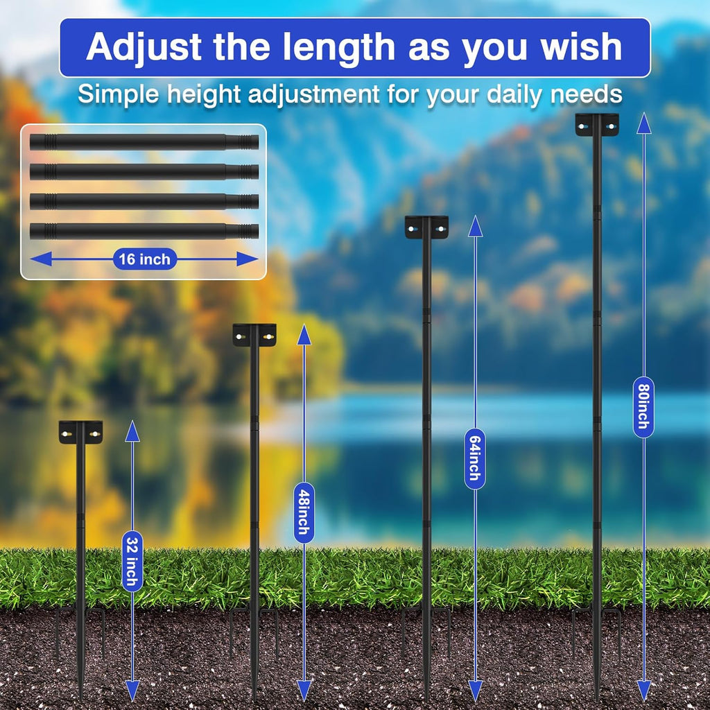 80 Inch Adjustable Bird Feeder Pole,Bird House Pole Suitable for Feeders & Birdhouse,Weather Station,Heavy-Duty Rustproof Design,Enhance Outdoor Decor & Birdwatching Experience