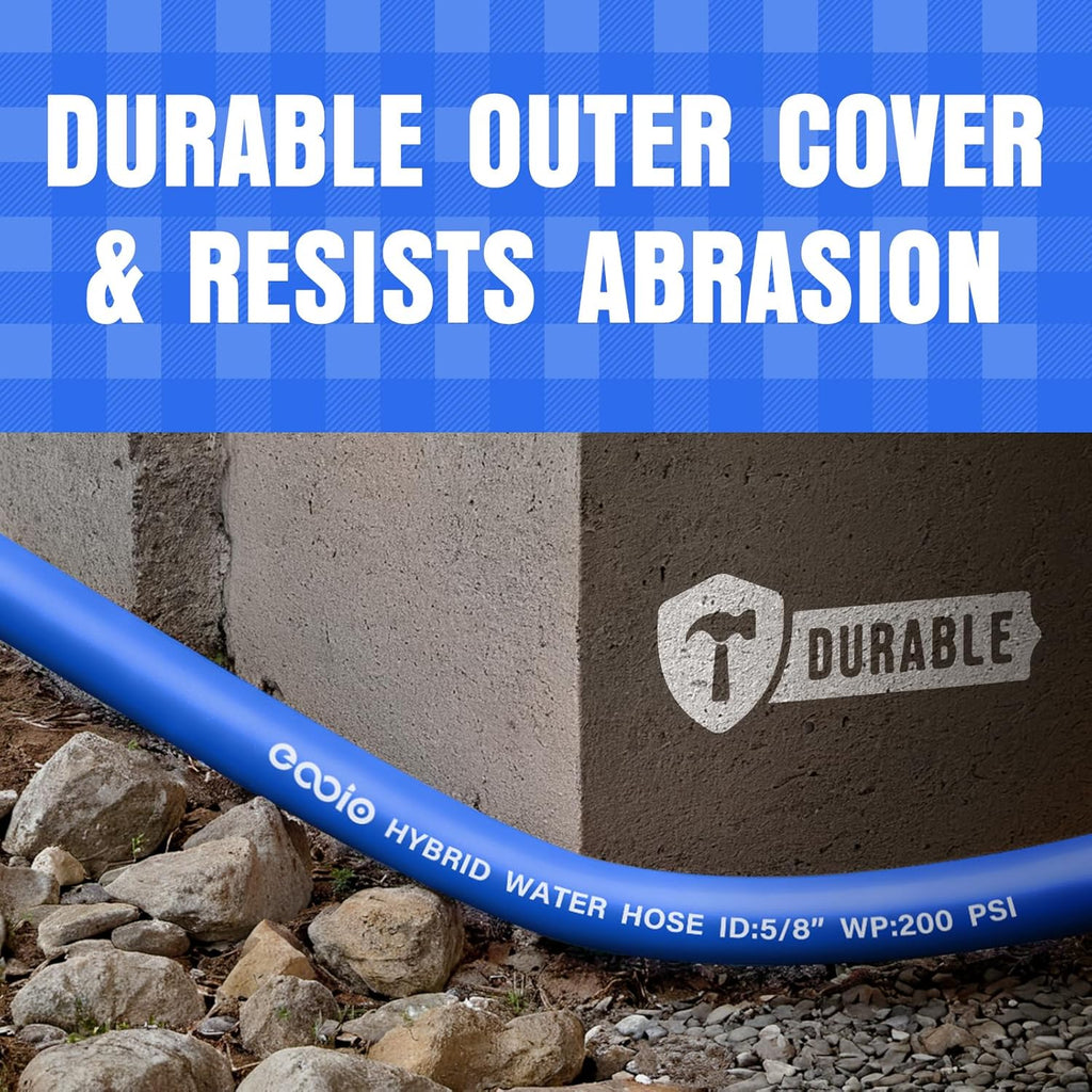 Heavy Duty Garden Hose 25 ft, Non-Expanding Flexible Water Hose, Kink Resistant Lightweight Hybrid Hose, Leakproof Hose Male to Female Fittings