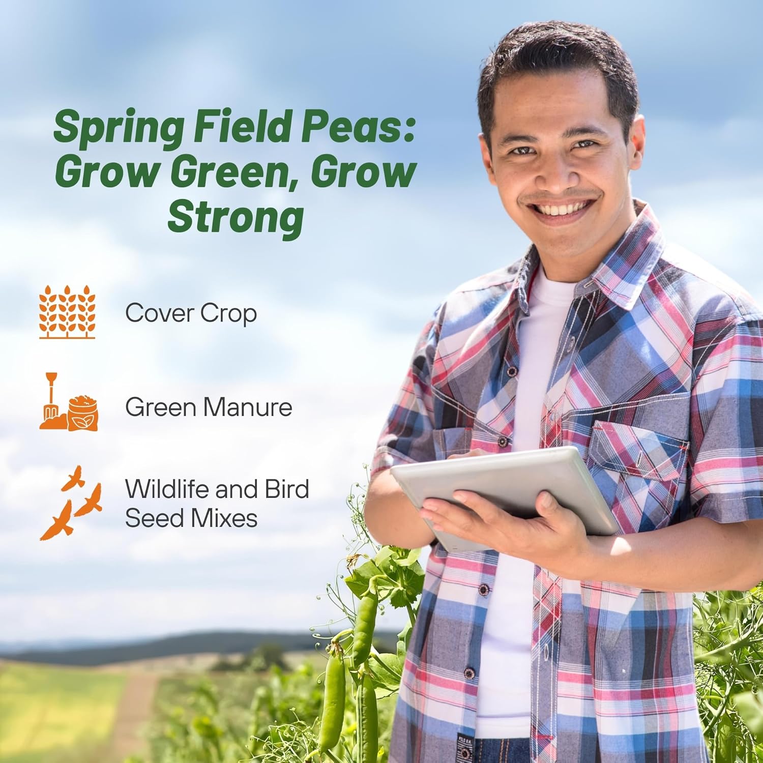 Outsidepride Dundale Spring Field Peas Seeds - 10 lbs. Annual, High-Protein Legume & Cover Crop Seeds for Forage, Food Plot, Gardens & Pastures - Ideal for Improving Soil Health, & Erosion Control