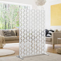 Metal Privacy Screen Outdoor 72" H×47" W,Freestanding Decorative Privacy Screen for Balcony Yard&Garden,Privacy Fence-White&Square