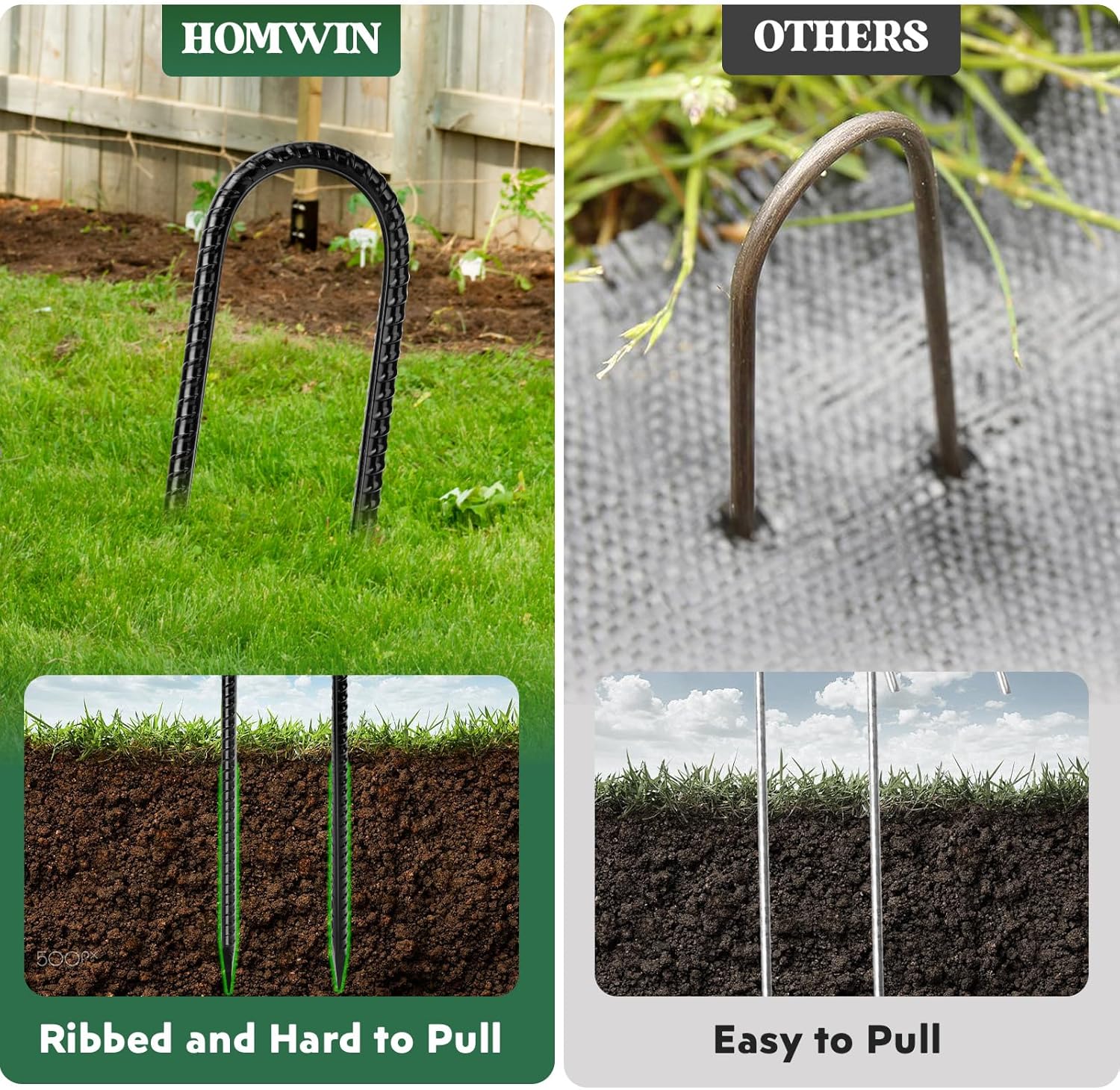 12 inches 12-Pack Trampoline Stakes Anchors High Wind Stake Heavy Duty U Hooks for Ground Lawn Garden Yard Stakes for Decorations Swing Set Shed