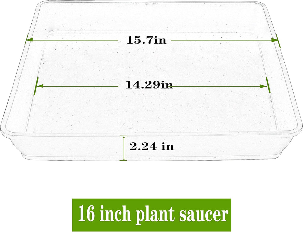 Square Plant Saucer 16 Inch 2 Pack, Duty Plastic Plant Saucer, Heavy Duty Plant Pot Saucers, Garden Large Deep Plant Trays for Pots, Planters for Indoors and Outdoors Plants.