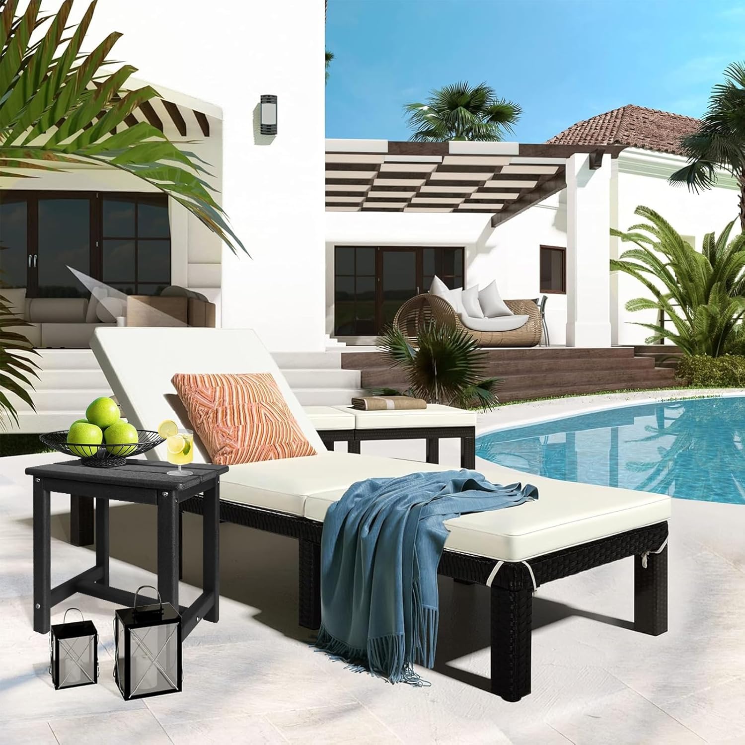 Adirondack Square Side Table,one-Tier Outdoor end Table, Patio Side Table for Pool,Porch,Backyard,Relaxing Companion (Black)