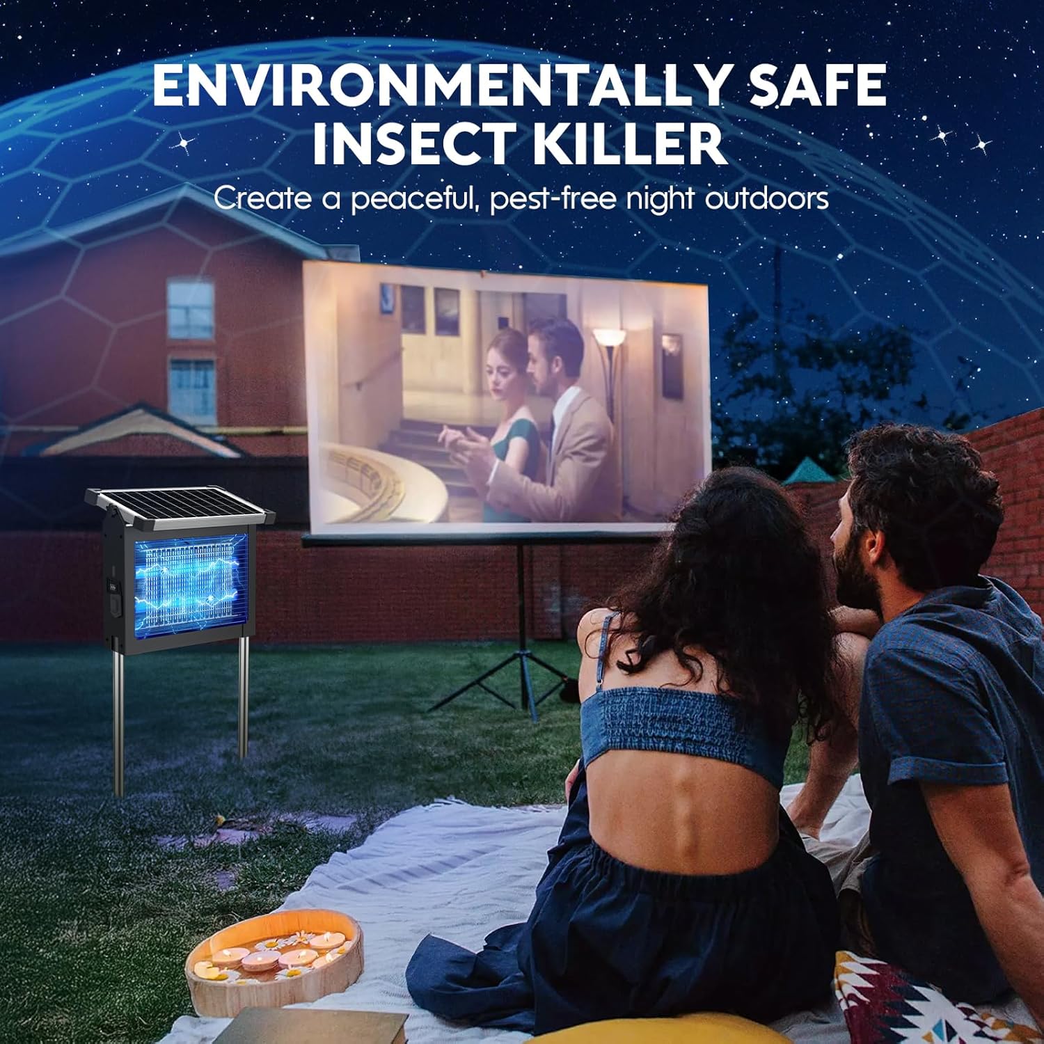Solar Bug Zapper Outdoor, Waterproof Mosquito Zapper Outdoor Solar Powered, 4500V Electric Bug Zapper Indoor w/Smart Light Sensor, Mosquito Trap Fly Zapper for Patio Kitchen Garage Yard Camping