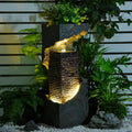 Water Fountain Outdoor Garden 35.4" H Modern Outdoor Fountains and Waterfalls with Lights Flooring Standing Indoor Water Fountains for Garden, Patio, Deck, Backyard, Porch and Home Art Decor