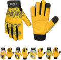 Cowhide Leather Thorn Proof & Puncture Resistant Gardening Gloves for Women and Men, Touchscreen Compatible Working Gloves for Weeding, Digging, Planting, Gardening Gifts for Women (Size Medium)