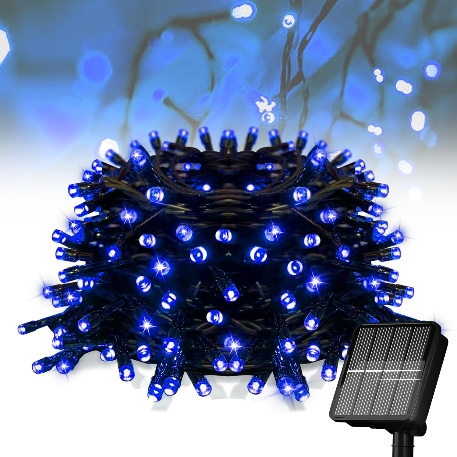 Solar String Lights for Outside, 39Ft 100 LED Solar String Lights Outdoor with 8 Modes，Solar Lights for Outside Waterproof for Yard, Fence,Balcony, Party,Christmas Tree Decorations (Blue)