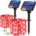 2 Pack Solar String Lights Outdoor - 160LED 66FT Solar Fairy Lights Waterproof 8 Modes, Copper Wire Solar Powered Twinkle Lights for Outside Tree Garden Christmas Wedding Party Decor, Red