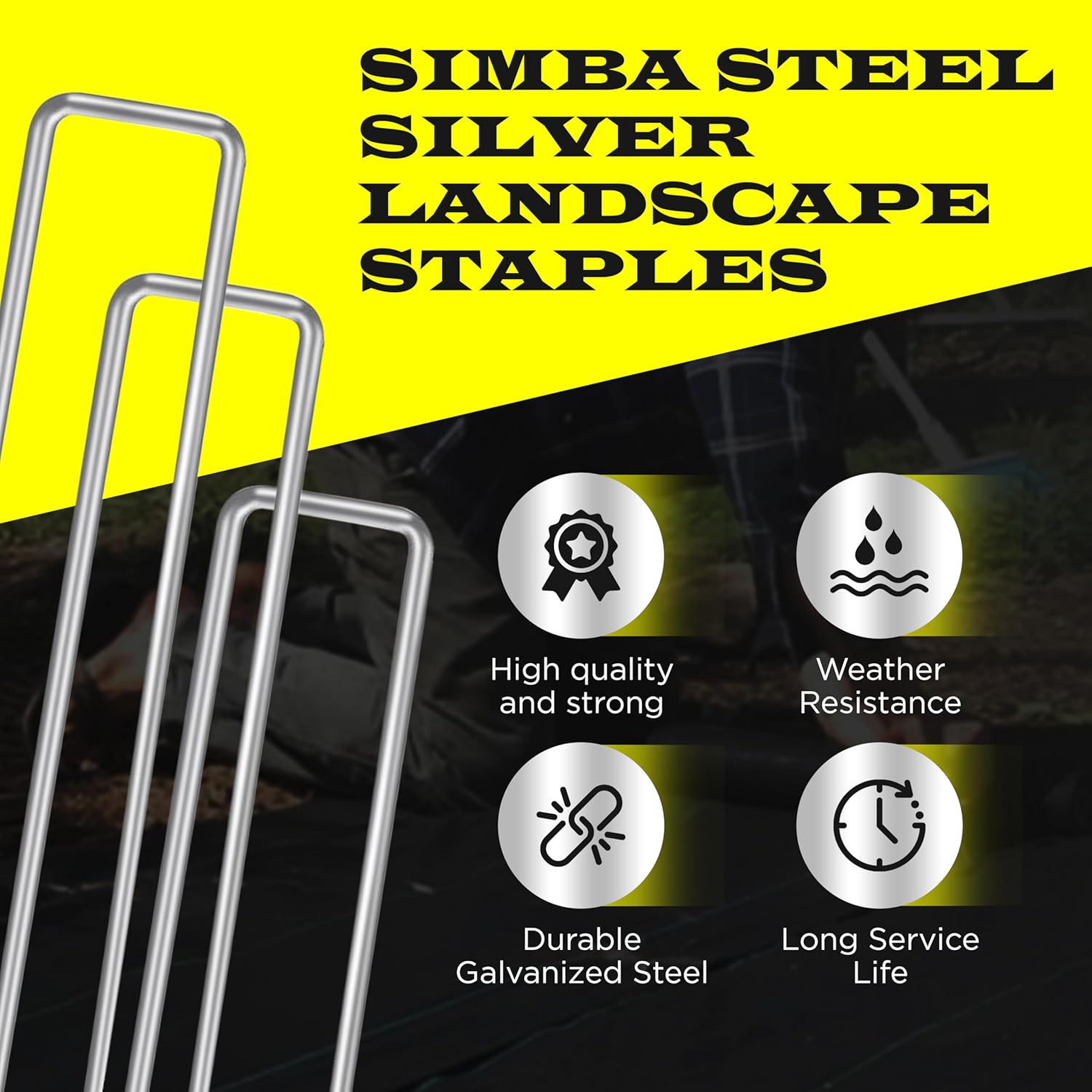 75 Pack x 6 Inch Landscape Staples Galvanised, Fabric Pins, 11 Gauge, Garden Staples, Tent Stakes, Fabric Pins for Lawn, Fence, Tent, Decoration, Weed Barrier, Outdoor. (75 x 6in)