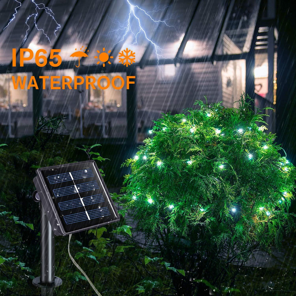 QITONG 4 Pack White Solar Fairy Lights, Each 33ft 100 LED String Light Outdoor Waterproof, 8 Modes Silver Wire Christmas Twinkle Lights