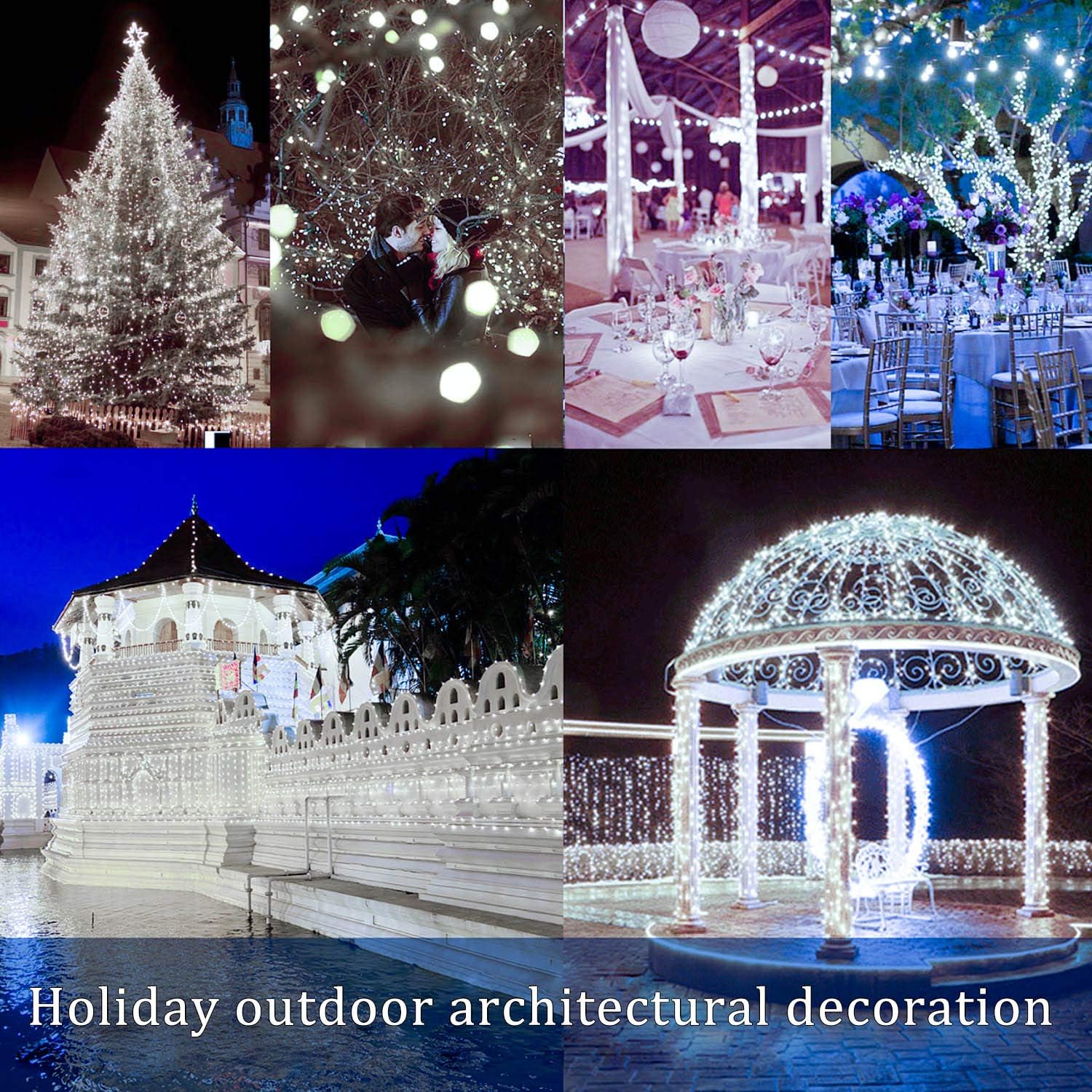 2 Pack Total 200 LED 66FT Solar Powered Copper Wire String Lights Outdoor, Waterproof, 8 Modes Fairy Lights for Garden, Patio, Party, Yard, Christmas (White)