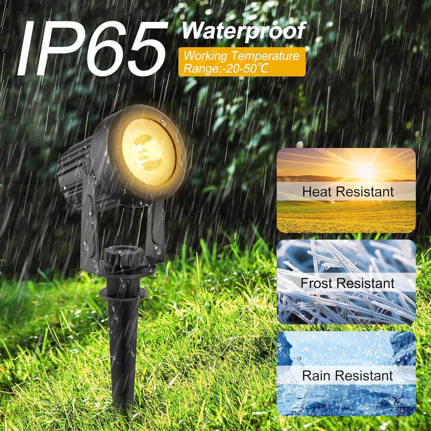 T-SUNUS Halloween Solar Spot Lights 6-in-1 Outdoor Warm White 3000K Landscape Spotlight IP65 Waterproof Separated Panel Spotlights with 9.8ft Cable Auto On/Off for Christmas Tree Lawn Driveway Pathway