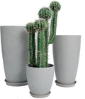 24,21,11 Inch Large Plastic Planters with Drainage Hole and Saucer - Set of 3 Tall Plant Pots Indoor Flower Pot Tall Round Planters Outdoor Large Tall Planter