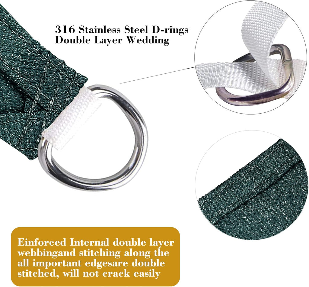 16' x 16' Green Square Sun Shade Sail Canopy Durable Fabric UV Block Awning, We Make Custom Sizes