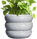 SQOWL Ceramic Pots for Plants - 8 Inch Plant Pot with Drainage Hole, Round Planter for Indoor Plants, Ceramic Flower Pots Outdoor, Modern Planter, Room Decor, Gifts for Plant Lover, Black and White