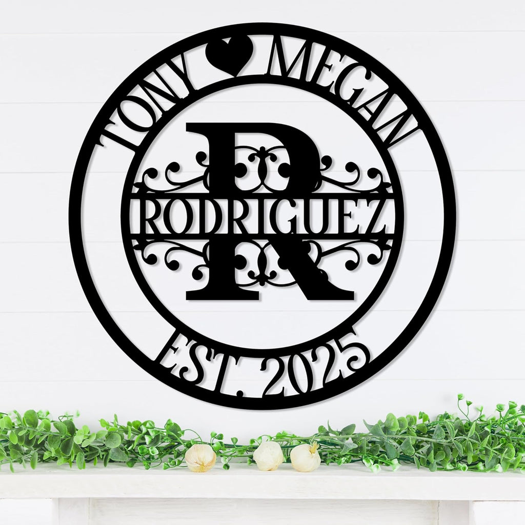Personalized Metal Name Signs, Split Letter Monogram Wall Decor, Custom Last Name Sign, Family Name Sign for Outdoor, Personalized Wedding Gift, Garden Decor, Metal Wall Art, Housewarming Gift