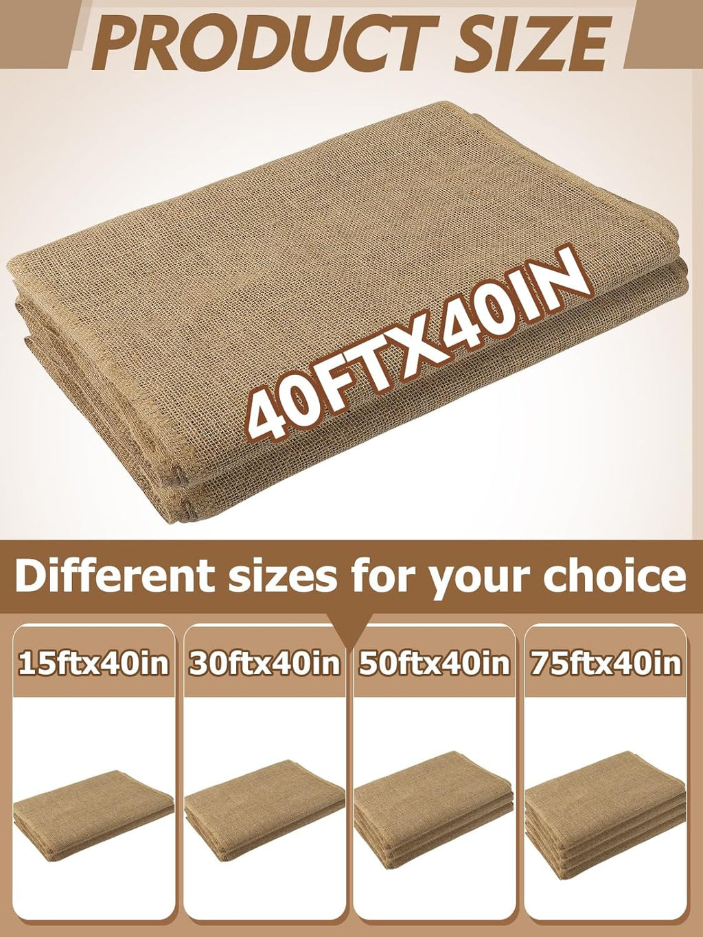 ANPHSIN 40ftx40in Natrual Burlap Plant Covers Freeze Protection - Winter Frost Plant Blankets, Frost Cloth Tree Wrap for Outdoor Bushes Trees Potted Plants Cold Weather