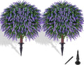 Artificial Lavender Topiany Ball Trees Set of 2,17” Resistant Fake Evergreen Shrubs with Ground SpilRealistic Outdoor Indoor Plants for Garden Porch Maintenance-Free Potted