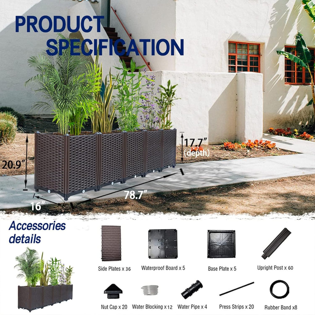 Raised Garden Beds Outdoor for Vegetables, Flowers, Herbs, Garden Box with Drain Outlet, Heat and Frost Resistance Planters 79 X 16 X 21 in