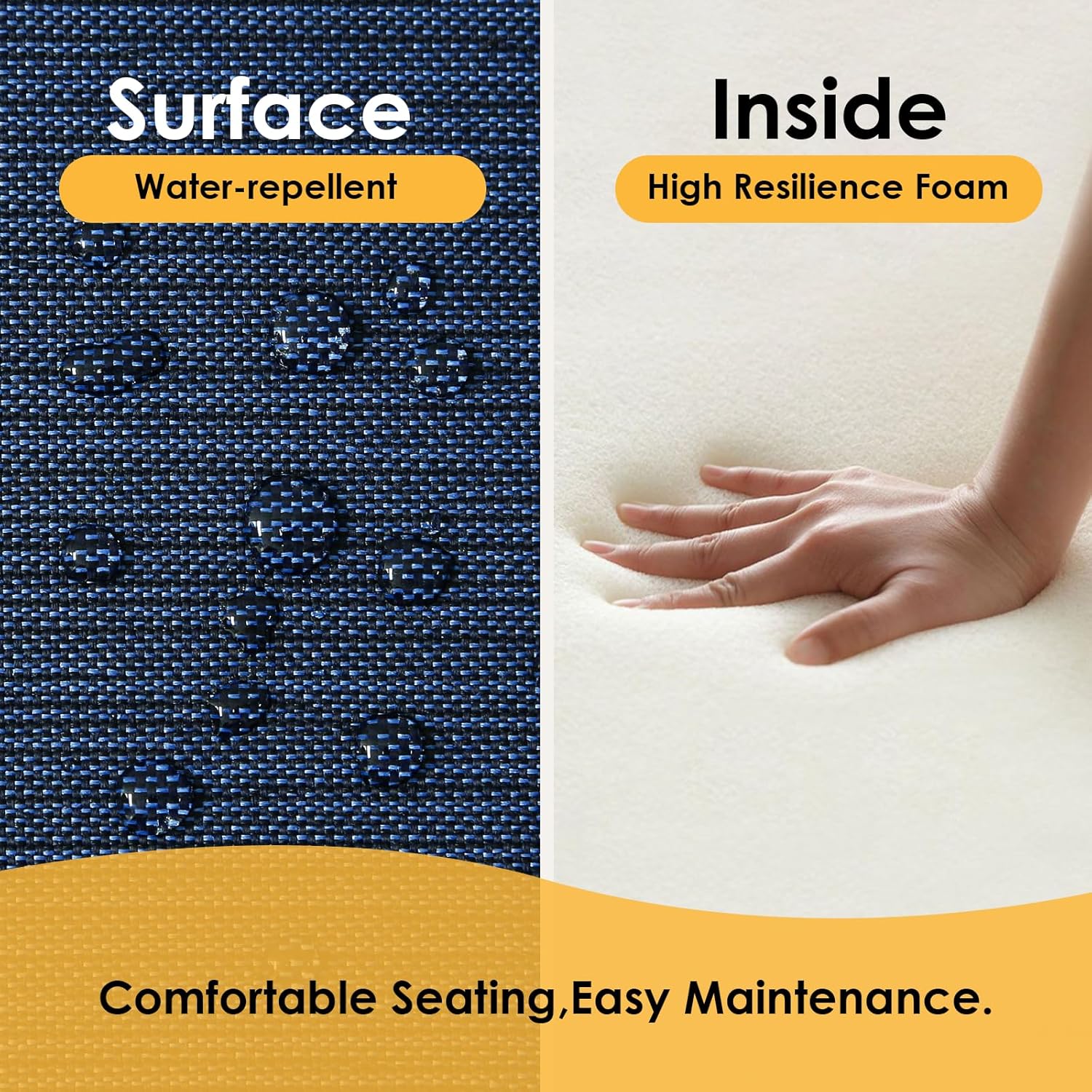 Outdoor Square Corner Seat Cushion, 18.5"x16"x3", Set of 4, Non Slip Seat Cushion Pads with Removable Cover for Patio Furniture, Garden Yard Lawn, Navy