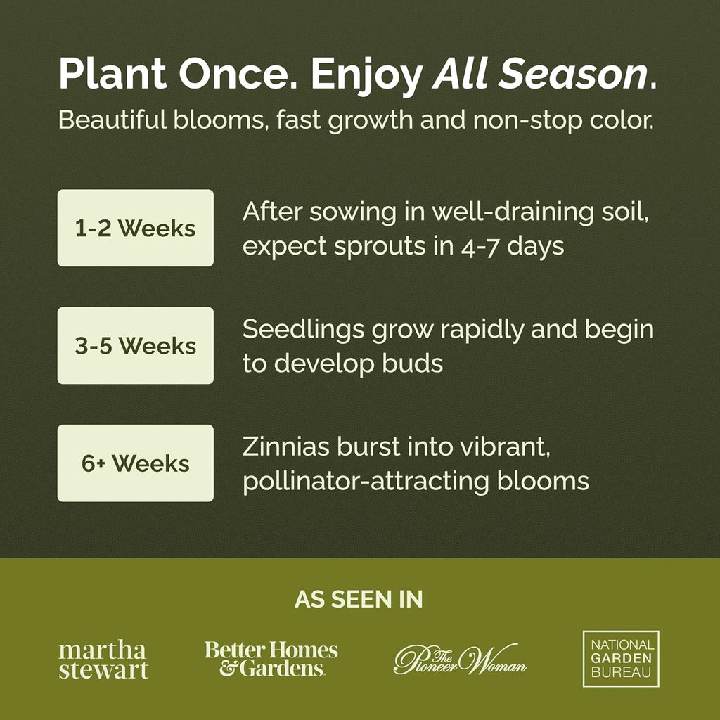 Eden Brothers Zin Master Flower Mixed Seeds for Planting, 1/4 lb, 120,000+ Seeds with California Giant, Mexican, Lilliput Zinnia | Attracts Pollinators, Plant in Spring, Zones 3, 4, 5, 6, 7, 8, 9, 10