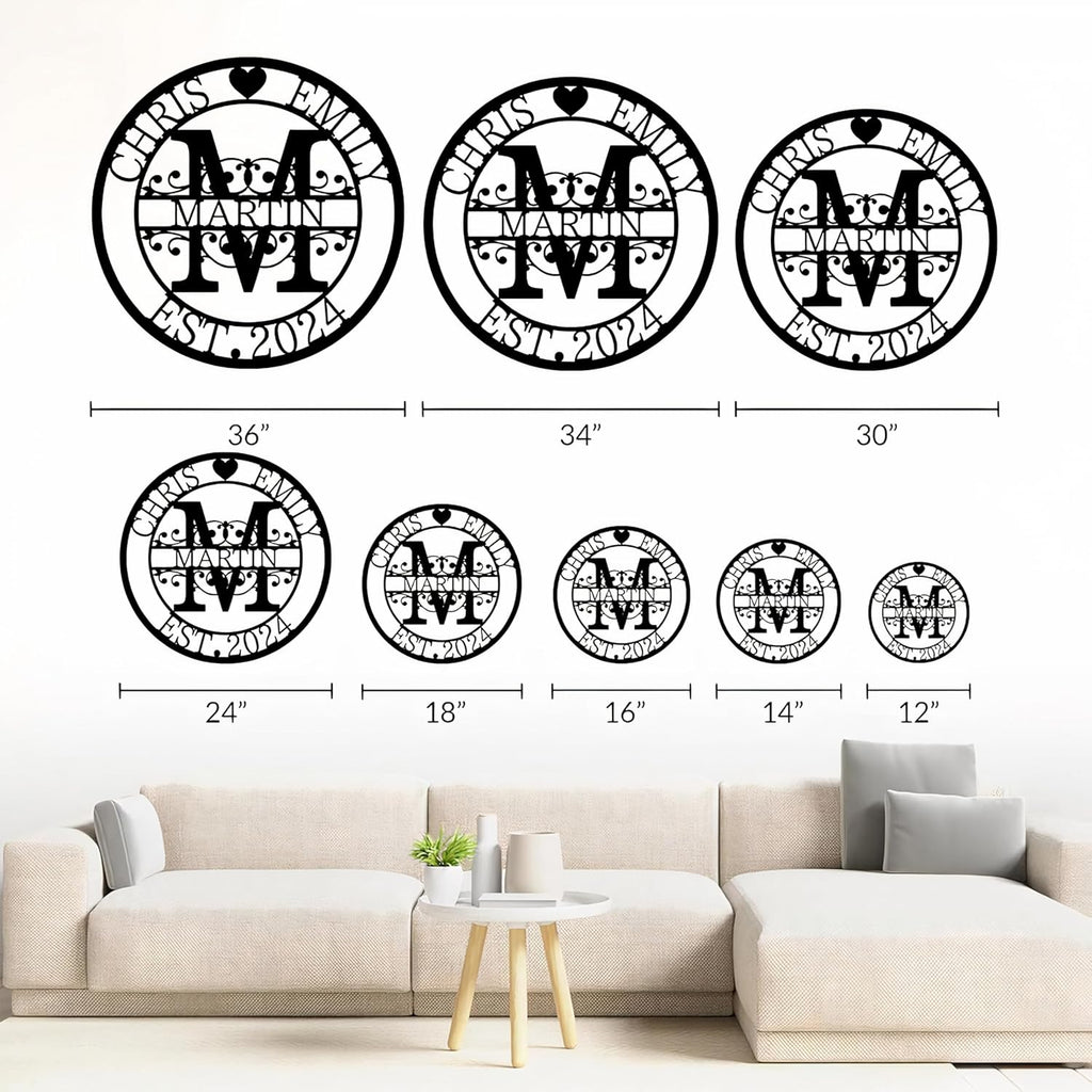 Personalized Metal Name Signs, Split Letter Monogram Wall Decor, Custom Last Name Sign, Family Name Sign for Outdoor, Personalized Wedding Gift, Garden Decor, Metal Wall Art, Housewarming Gift