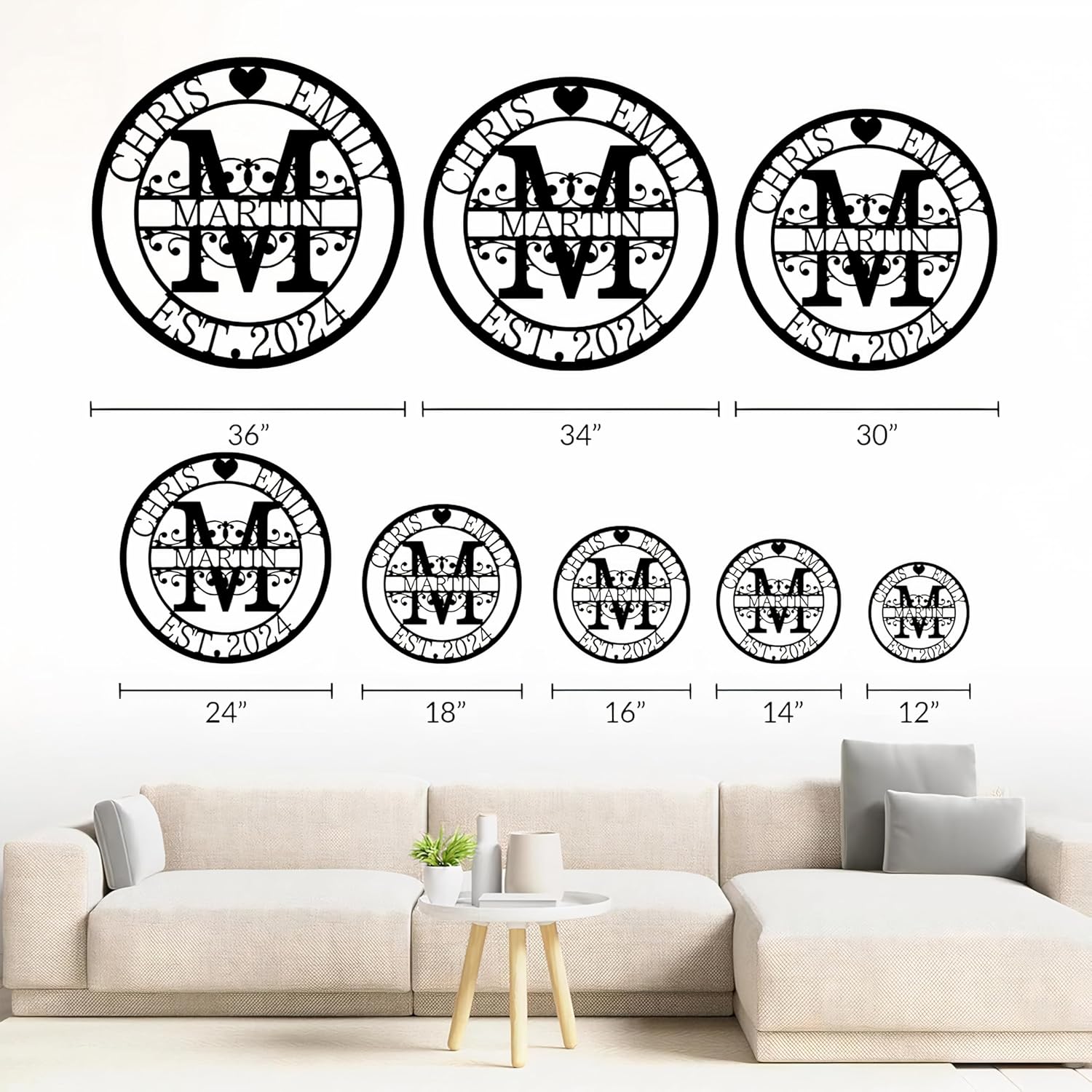 Personalized Metal Name Signs, Split Letter Monogram Wall Decor, Custom Last Name Sign, Family Name Sign for Outdoor, Personalized Wedding Gift, Garden Decor, Metal Wall Art, Housewarming Gift