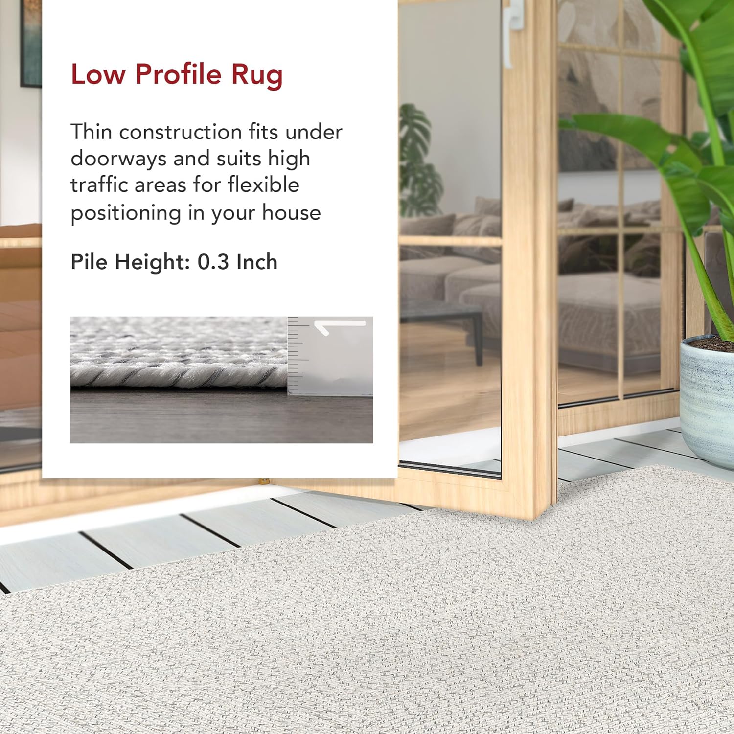 nuLOOM 2' x 14' Solid Hand Braided Indoor/Outdoor Area Rug, Pet-Friendly, High Traffic, Weather Resistant, for Patio, Balcony, Bedroom, Living, Dining Room, Wynn Ivory