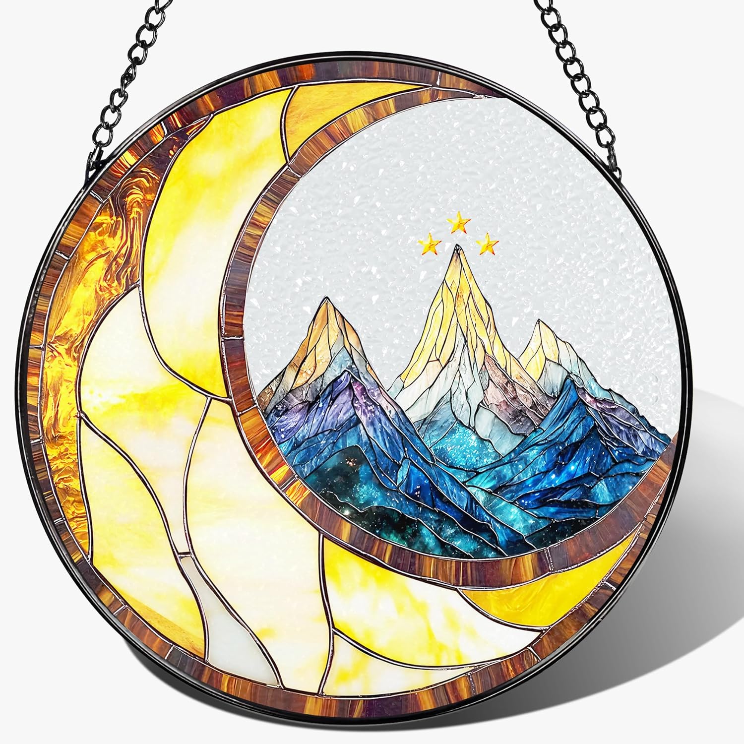 Stained Glass Window Hanging, Pauyadu 8 Inch Night Court Suncatcher Ornament, Stained Glass Suncatcher, Suncatchers for Windows Hanging, Window Decor, Gifts for Friend, Lover, Family, Artist
