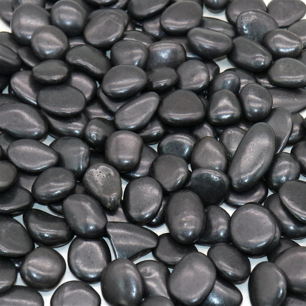 Rocks for Plants. Black Polished Decorative Pebbles. 0.5 to 1 Inch 18 lbs. for Garden, Landscaping, Indoor, Vase fillers, Crafting, Succulents, pots, Plants