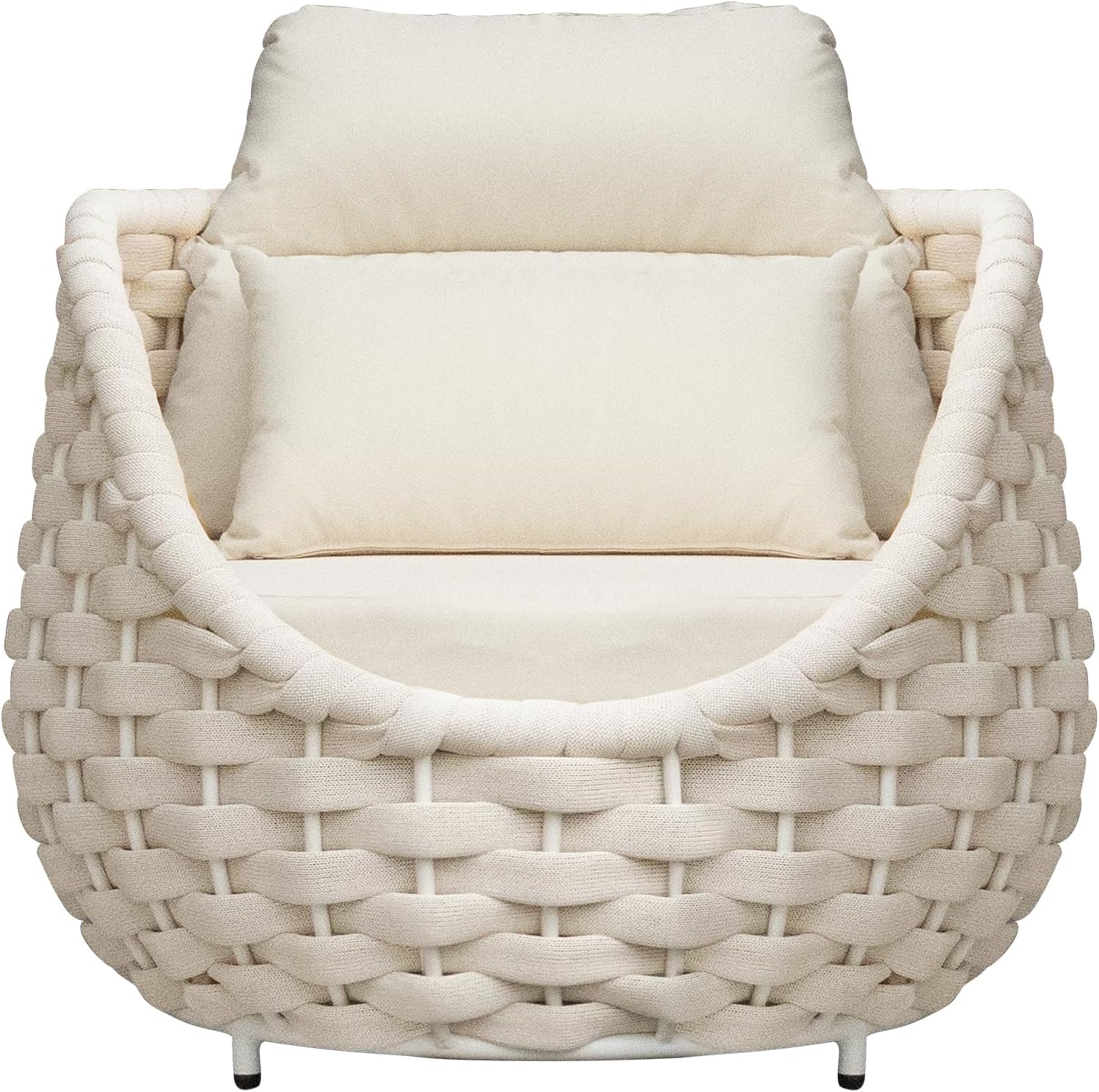 TWT 6 Pieces Patio Sofas, All-Weather Olefin Rope Balcony Furniture with Cushions & Pillows, Patio Couch Outdoor Patio Furniture Set for Indoor, Balcony, Backyard, Deck, Poolside, Cream