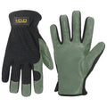 HLDD HANDLANDY Leather Gardening Gloves for Men, Utility Work Gloves for Gardening, Yardwork, Construction, Mechanics with Reinforced Palm, Green S
