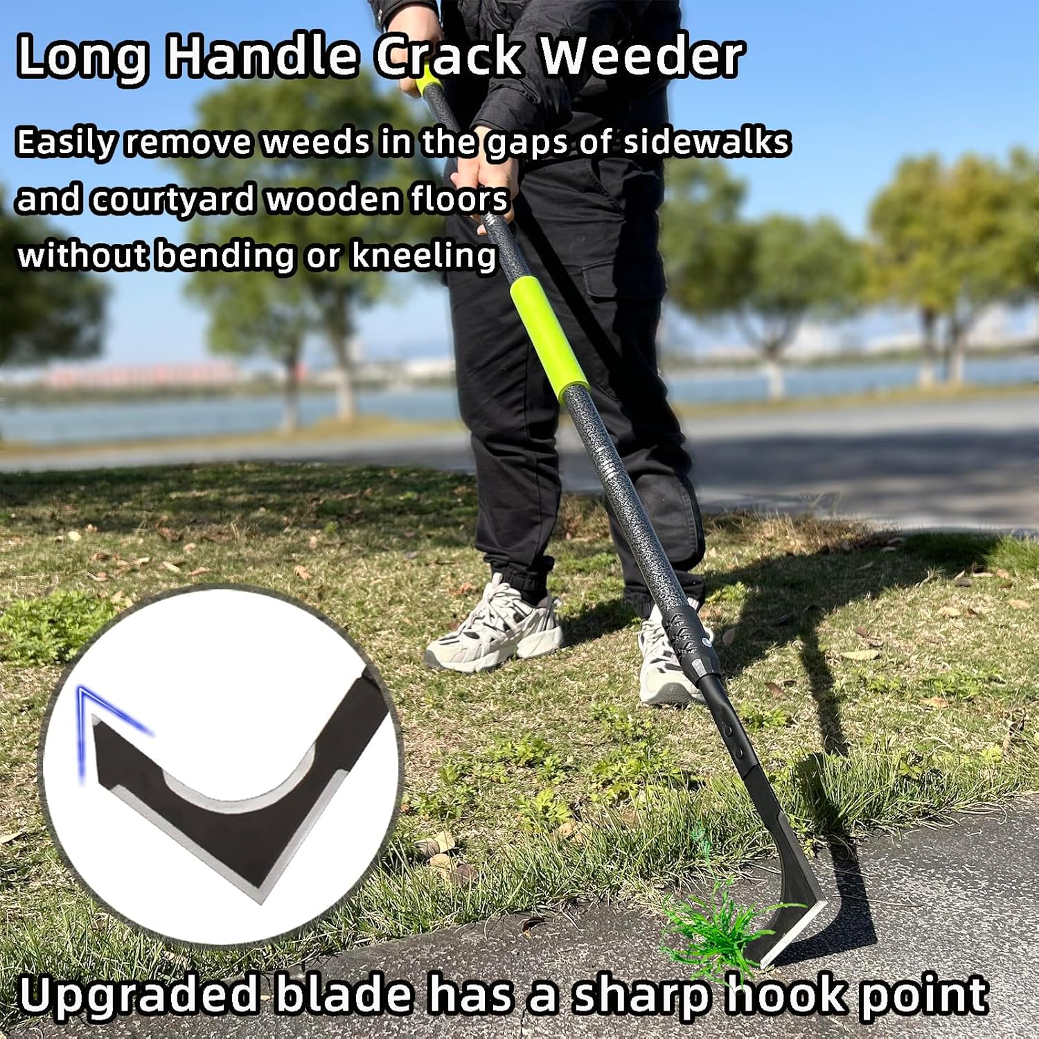 Crack Weeder, 48" Long Handle Crevice Weeding Tool with Soft Foam Grip, Stainless Steel Weed Puller Tool Weeder Tool, Efficient Weed Remover Tool for Sidewalk, Paver, Narrow and Wall Gaps