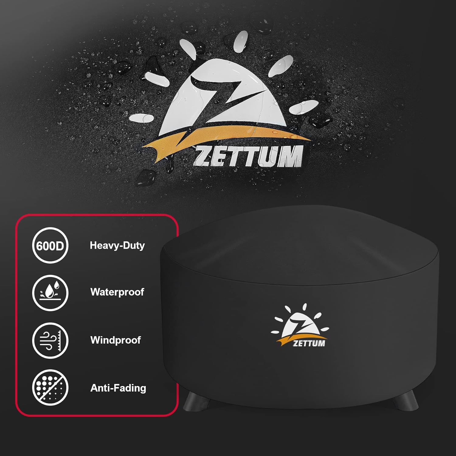 Fire Pit Cover Round 28 Inch - Outdoor Firepit Cover Heavy Duty & Waterproof, 600D Patio Fire Table Cover Gas Fire Pit Accessories Fit 27" Solo Stove Yukon Series Firepit - 28 x 28 x 16 Inch