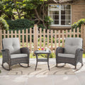 HUMMUH 3-Piece Outdoor Rocking Chairs,All-Weather PE Wicker Patio Rocker Chairs Bistro Set with Side Table,Porch Balcony Furniture with Cushions