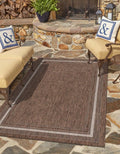 Unique Loom Outdoor Border Collection Area Rug - Soft Border (10' x 13' 1" Rectangle Brown/Ivory)