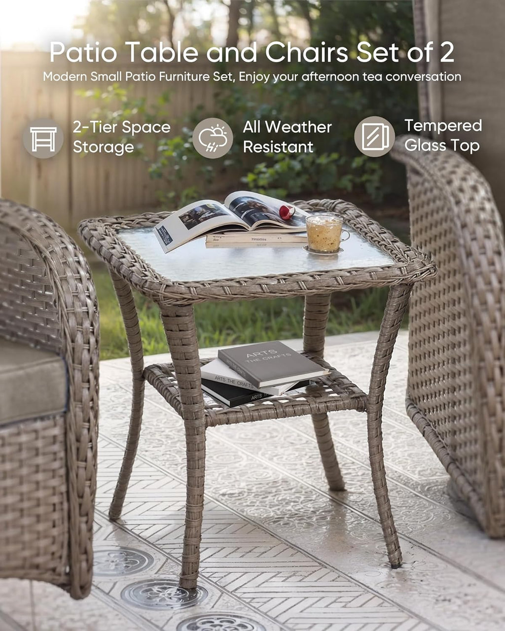 HUMMUH 6 Pieces Patio Furniture Set-Patio Glider Loveseat with Rattan Outdoor Swivel Chairs Outdoor Conversation Furniture Sets for Deck Lawn Porch Balcony Poolside-Grey/Grey