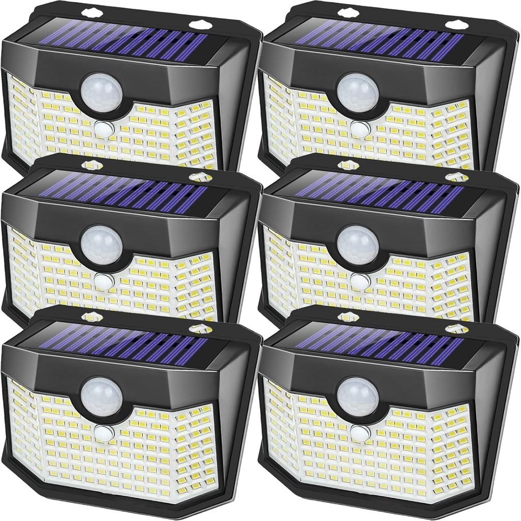 Aootek 6 Pack Solar Motion Sensor Outdoor Lights, Modern Black Oval Wall Lights with 3 Lighting Modes, Waterproof for Garden, Patio, Garage, Yard, Deck